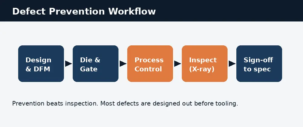 Step by step workflow to prevent aluminium die casting defects from design to sign off